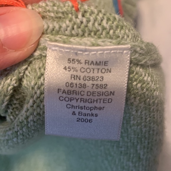 Christopher & banks sweater 3/4 sleeve hand embroidered light green crossover L - Picture 8 of 11